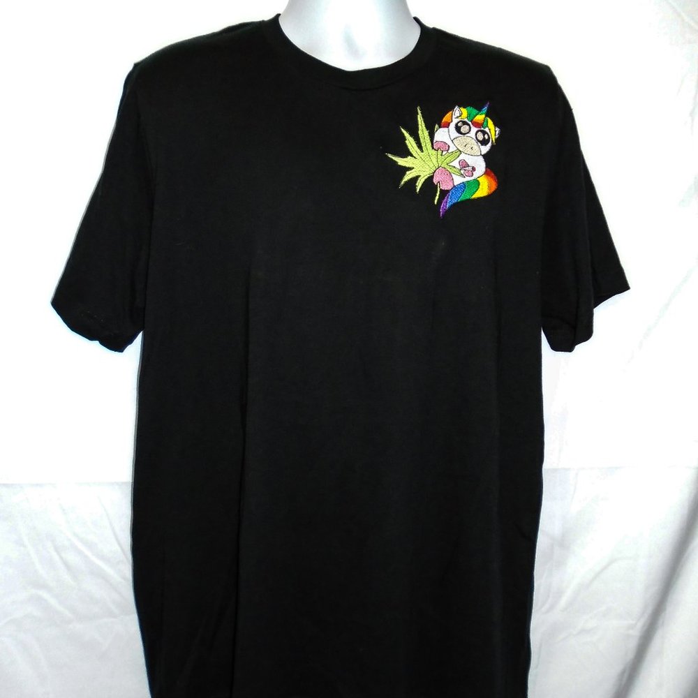 Pot Smoking Unicorn Embroidered Tshirt